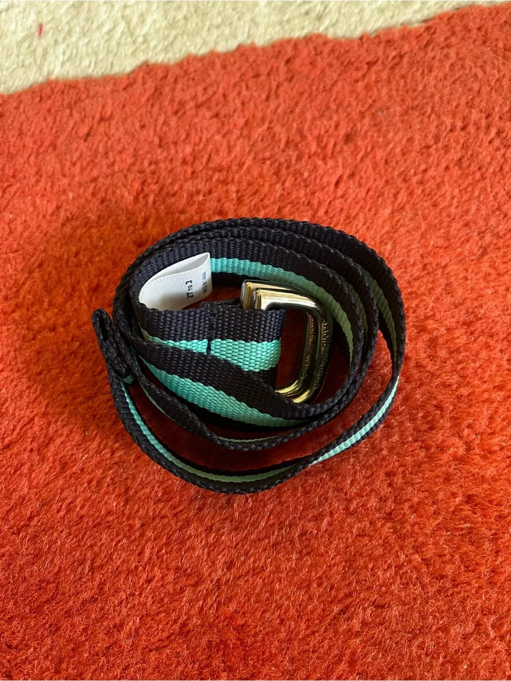 Janie and Jack Black Web Belt with Mint Stripe 2T-3